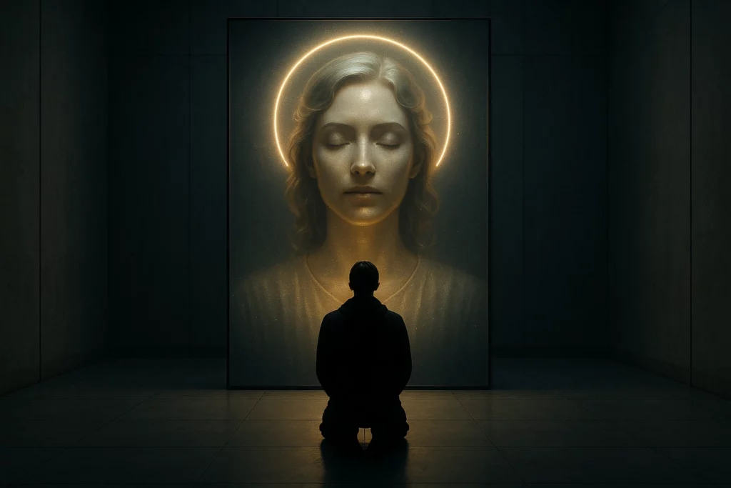kneeling-before-ai-avatar-worship-loop